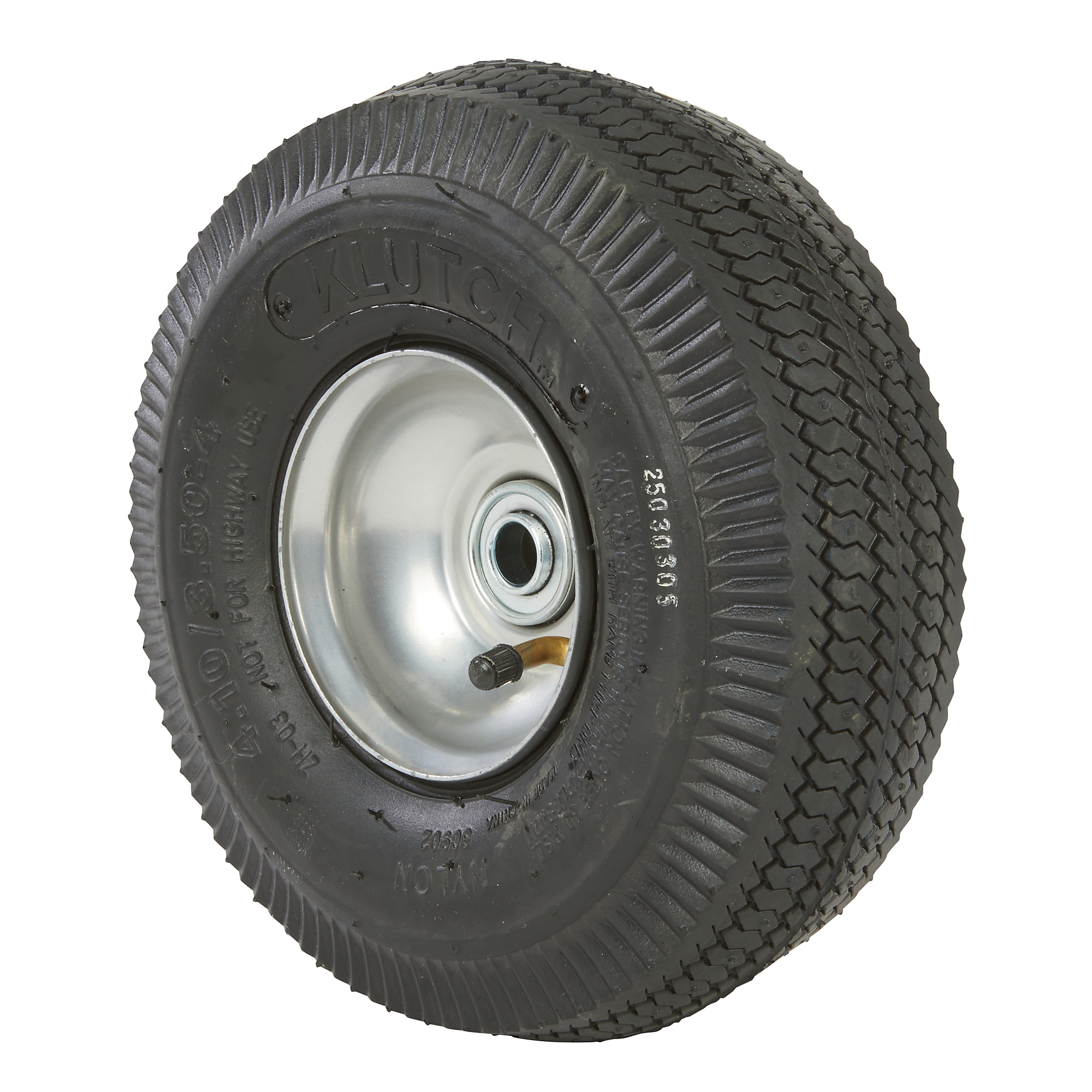 Klutch Pneumatic Universal Utility Tire Assembly, 4.10/3.50-4, Sawtooth Tread